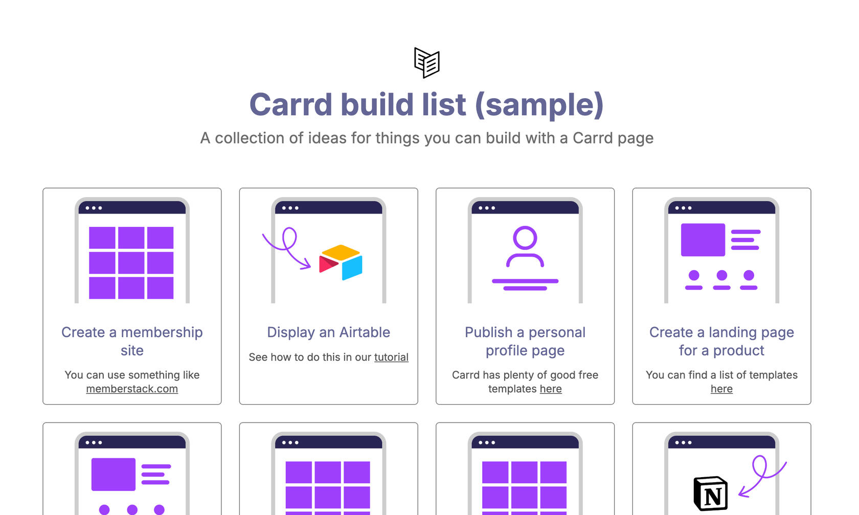 Carrd build list